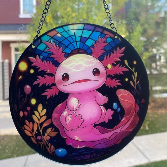 Other - 🔱2 for $25🔱 pink axolotl hanging acrylic window suncatcher